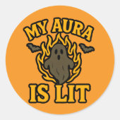 MY AURA IS LIT - Funny Halloween Ghost Sticker (Vorderseite)