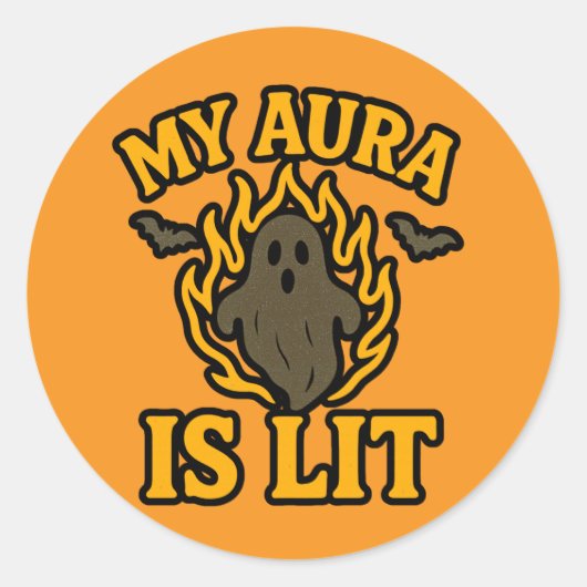 MY AURA IS LIT - Funny Halloween Ghost Sticker (Vorderseite)
