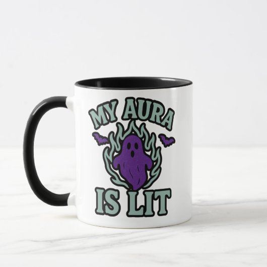 MY AURA IS LIT - Funny Halloween Ghost-Tasse Tasse (Links)
