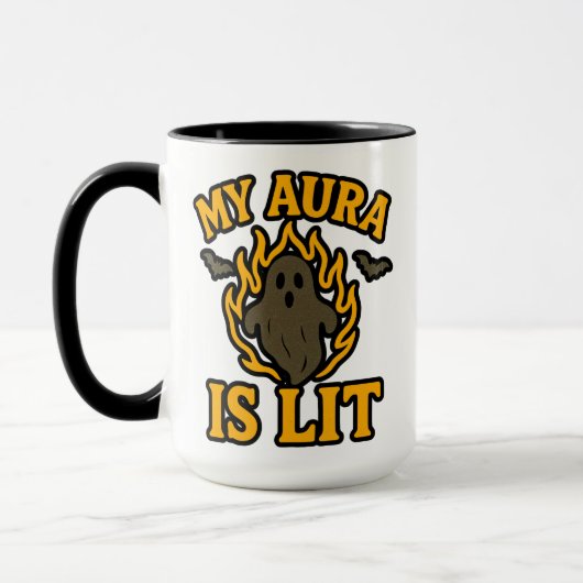 MY AURA IS LIT - Funny Halloween Ghost-Tasse Tasse (Links)