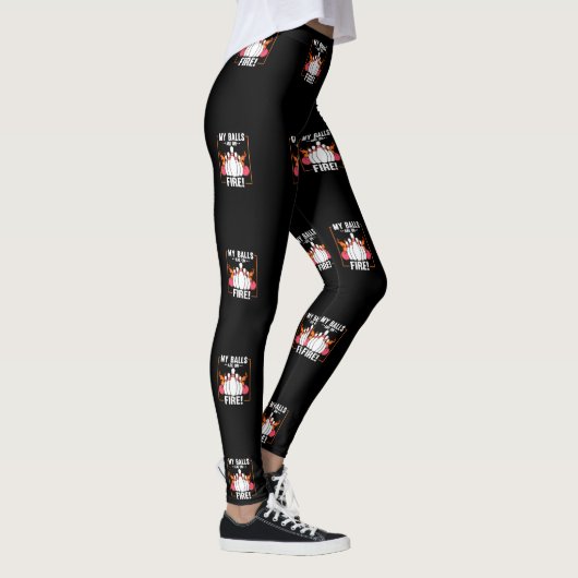 My Balls are on Fire Shirt Funny Bowling Leggings (Rechts)