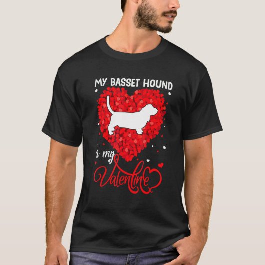 My Basset Hound Is My Valentine Basset Hound Dog V T-Shirt (Vorderseite)