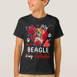 My Beagle Is My Valentine Owner Lover Floral Heart T-Shirt