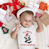 My Beary First Christmas – Panda with Santa Hat Baby Strampler