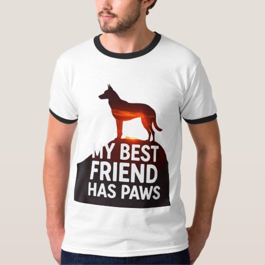 My Best Friend Has Paws" - Sunset Dog Silhouette R T-Shirt (Vorderseite)