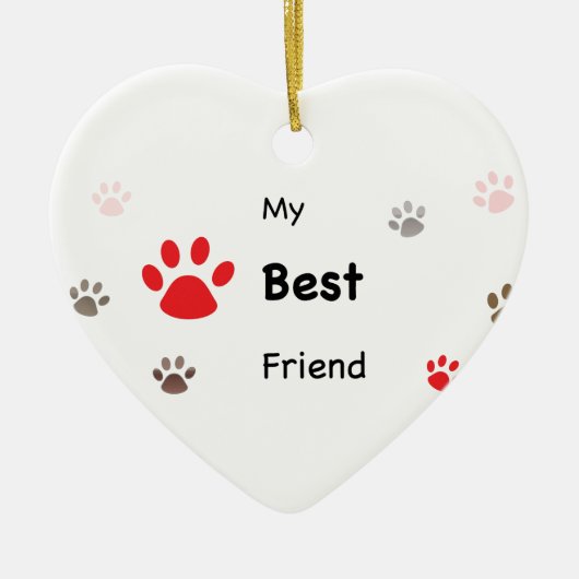My Best Friend Paw Prints Pet Name Keramik Ornament (Vorne)
