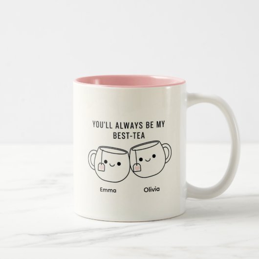"My Best-Tea" Cute Personalized Best Friend Mug Zweifarbige Tasse (Rechts)