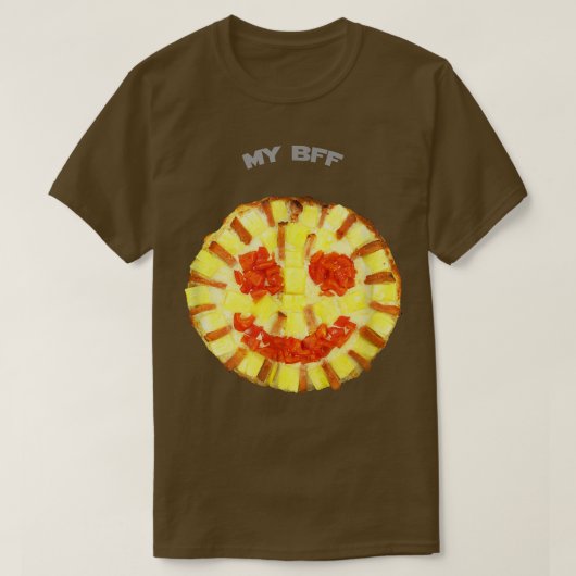 My Bff Smiling Pizza Yummy Funny Food Humor 2402 T-Shirt (Design vorne)