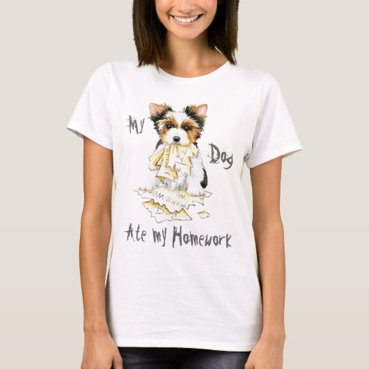 My Biewer Terrier Ate My Hausaufgaben T - Shirt (Vorderseite)