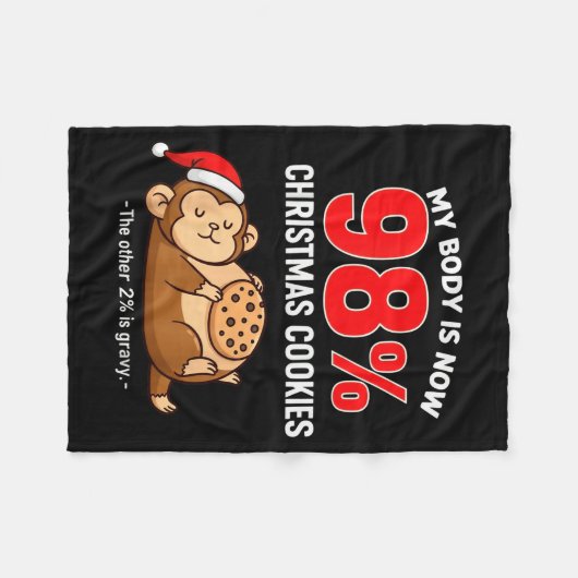 My Body Is 98% Christmas Cookies Funny Monkey Paja Fleecedecke (Vorderseite (Horizontal))