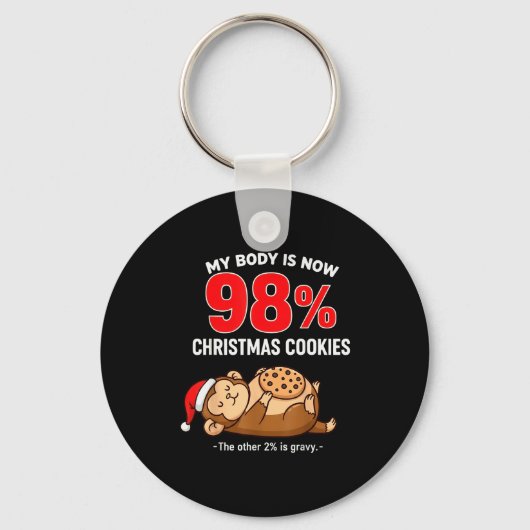 My Body Is 98% Christmas Cookies Funny Monkey Paja Schlüsselanhänger (Vorderseite)
