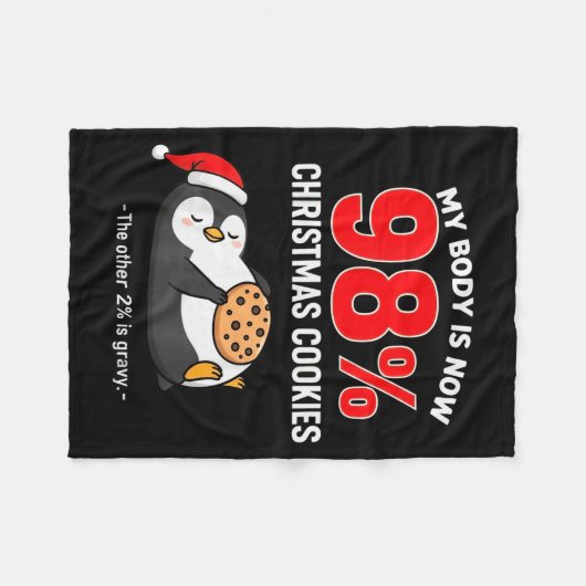 My Body Is 98% Christmas Cookies Funny Penguin Paj Fleecedecke (Vorderseite (Horizontal))