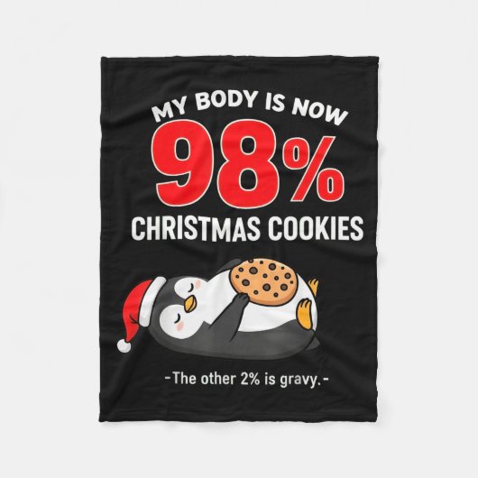 My Body Is 98% Christmas Cookies Funny Penguin Paj Fleecedecke (Vorderseite)