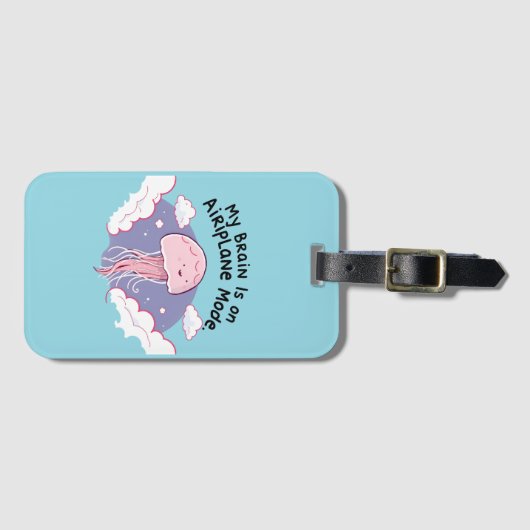 My Brain Airplane Mode Funny Jellyfish Brain Fog Gepäckanhänger (Vorderseite (Horizontal))