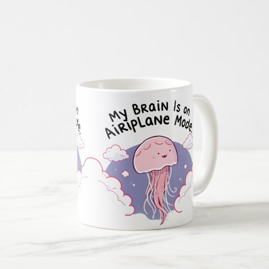 My Brain Airplane Mode Funny Jellyfish Brain Fog  Kaffeetasse (VorderseiteRechts)