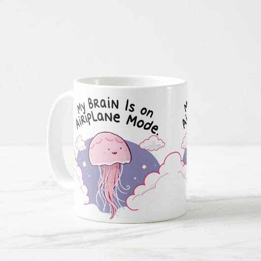 My Brain Airplane Mode Funny Jellyfish Brain Fog Kaffeetasse (Vorderseite Links)