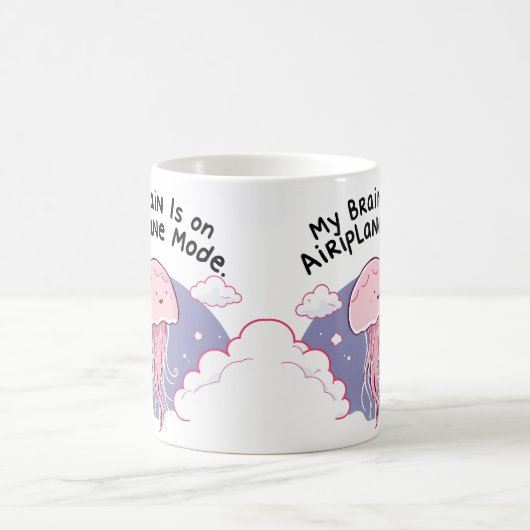My Brain Airplane Mode Funny Jellyfish Brain Fog Kaffeetasse (Mittel)