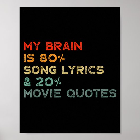 My Brain Is 80% Song Lyrics &amp; 20% Movie Quotes Poster (Vorne)