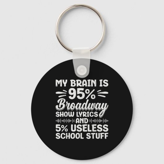 My Brain Is 95% Broadway Lyrics Nerd Musical Theat Schlüsselanhänger (Vorderseite)