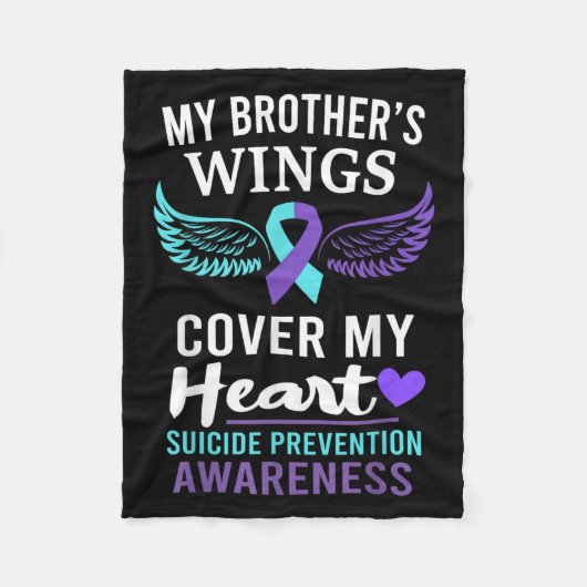My Brother's Wings Cover Heart Suicide Awareness R Fleecedecke (Vorderseite)