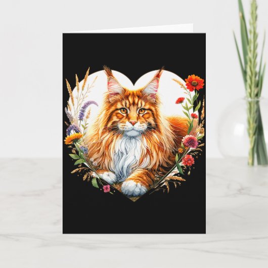 My Cat Is My Valentine Cute Orange Maine Coon Cat  Karte (Vorderseite)
