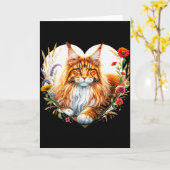 My Cat Is My Valentine Cute Orange Maine Coon Cat  Karte (Gelbe Blume)