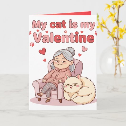 My Cat is My Valentine! Funny Valentines Day Karte (Gelbe Blume)