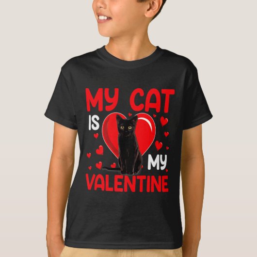 My Cat Is My Valentine Paw Heart Cat Owner Valenti T-Shirt (Vorderseite)