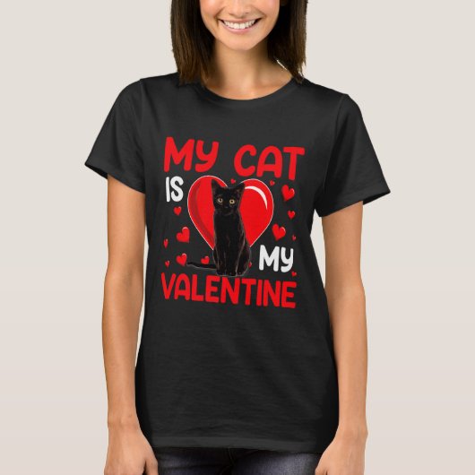 My Cat Is My Valentine Paw Heart Cat Owner Valenti T-Shirt (Vorderseite)