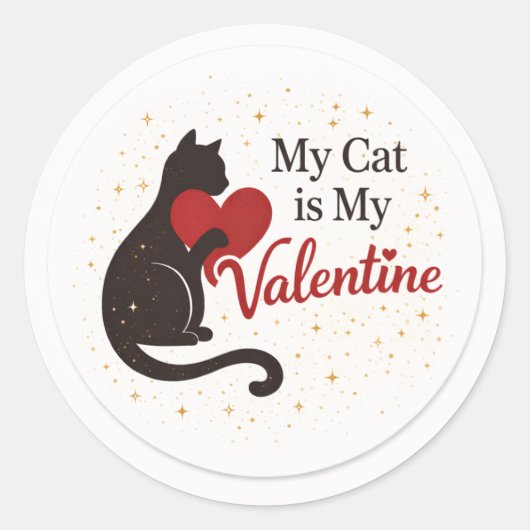 My Cat is My Valentine Sticker – Cat Silhouette (Vorderseite)