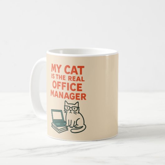 My Cat Real Office Manager – Funny Work From home Kaffeetasse (Vorderseite Links)