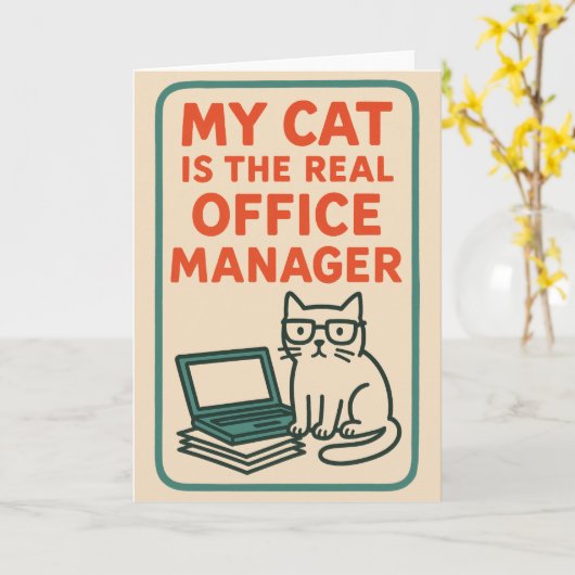 My Cat Real Office Manager – Funny Work From home Karte (Gelbe Blume)