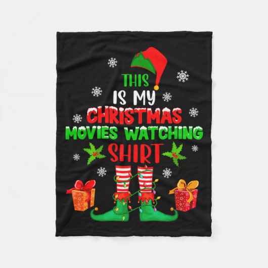 My Christmas Movies Watching Shirt Cute Elf Costum Fleecedecke (Vorderseite)