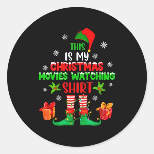 My Christmas Movies Watching Shirt Cute Elf Costum Runder Aufkleber (Vorderseite)
