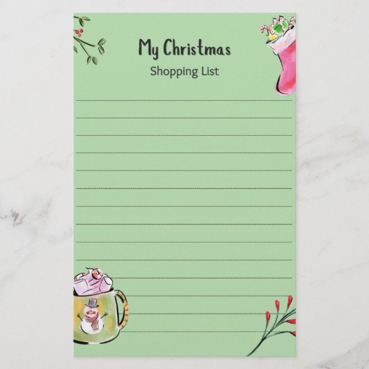 My Christmas Shopping List Briefpapier (Vorderseite)