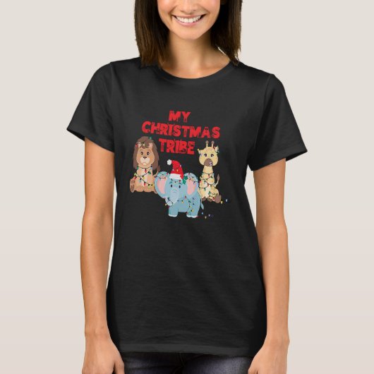 My Christmas Tribe Holiday Animals T-Shirt (Vorderseite)