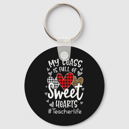 My Cl Is Full Of Heart Red Plaid Leopard Valent Schlüsselanhänger (Vorderseite)