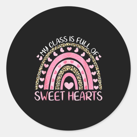 My Cl Is Full Of Sweethearts Rainbow Valentines Runder Aufkleber (Vorderseite)