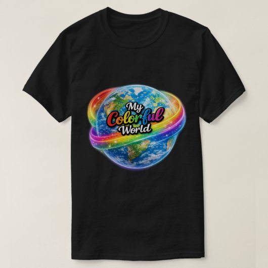 My Colorful World Rainbow Globe T-Shirt – Vibrant (Design vorne)
