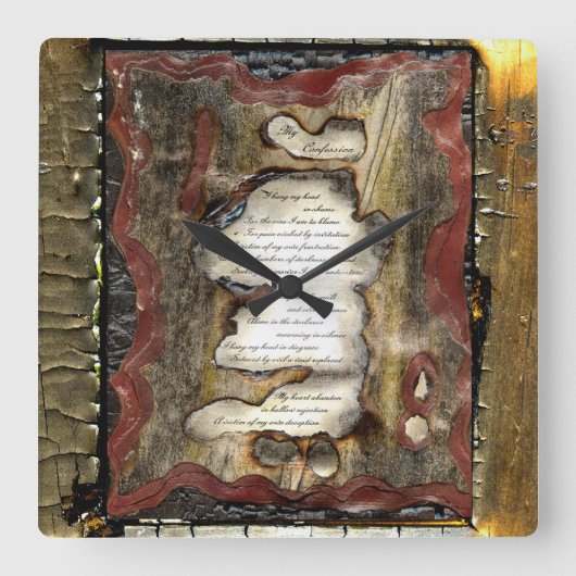 My Confession Quadratische Wanduhr (Vorderseite)