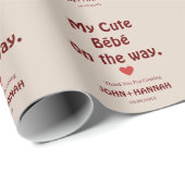 My Cute Bébé on the Way Funny Co-ed Baby Shower Geschenkpapier (Rolleneckpunkt)