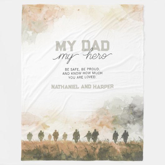 My Dad My Hero Deployment Gift for Dad from Kids Fleecedecke (Vorderseite)