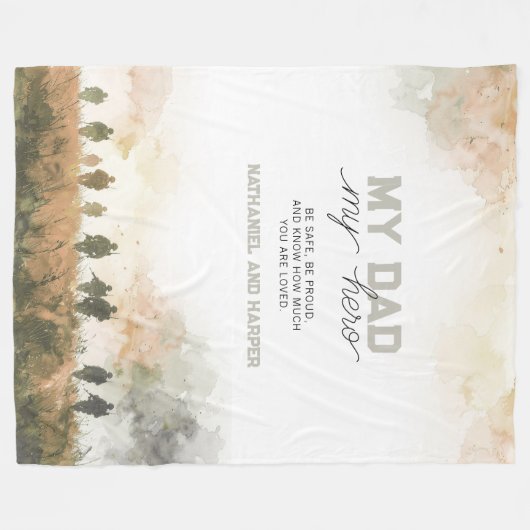 My Dad My Hero Deployment Gift for Dad from Kids Fleecedecke (Vorderseite (Horizontal))