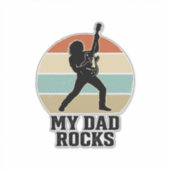 My Dad Rocks Vintage Guitar Sunset Shirt Design_1 Aufkleber (Vorderseite)