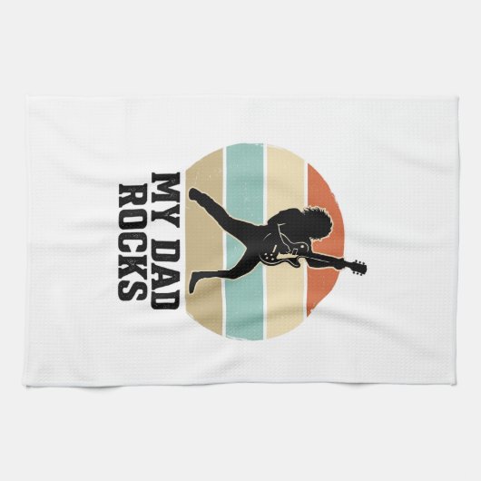 My Dad Rocks Vintage Guitar Sunset Shirt Design_1 Geschirrtuch (Horizontal)