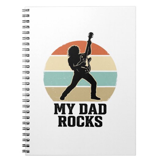 My Dad Rocks Vintage Guitar Sunset Shirt Design_1 Notizblock (Vorderseite)