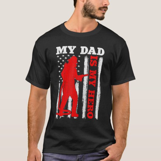 My Daddy Is My Hero USA Flag Firefighter Fireman D T-Shirt (Vorderseite)