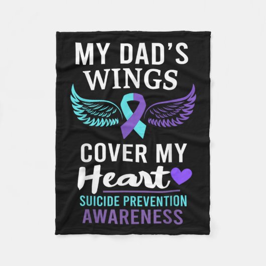 My Dad's Wings Cover Heart Suicide Awareness Ribbo Fleecedecke (Vorderseite)