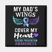 My Dad's Wings Cover Heart Suicide Awareness Ribbo Magnet (Vorne)