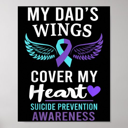 My Dad's Wings Cover Heart Suicide Awareness Ribbo Poster (Vorne)